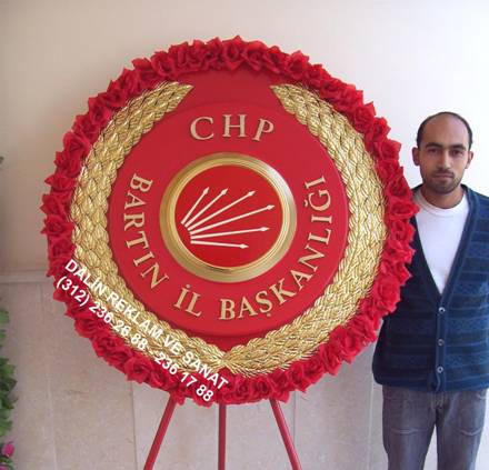 CUMHURİYET HALK PARTİSİ ÇİÇEKLİ METAL ÇELENK, CHP İLÇE BAŞKANLIĞI METAL TÖREN ÇELENGİ