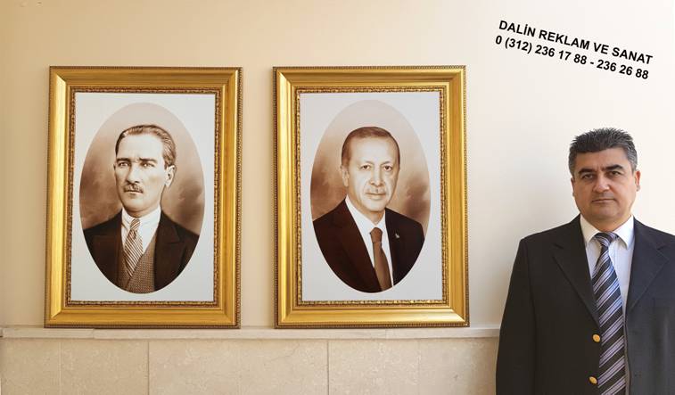 MAKAM ODASI ATATÜRK VE RECEP TAYYİP ERDOĞAN RESMİ TABLOSU ÇERÇEVE MODELİ 9306 ELİPSLİ YENİ SİYAH BEYAZ